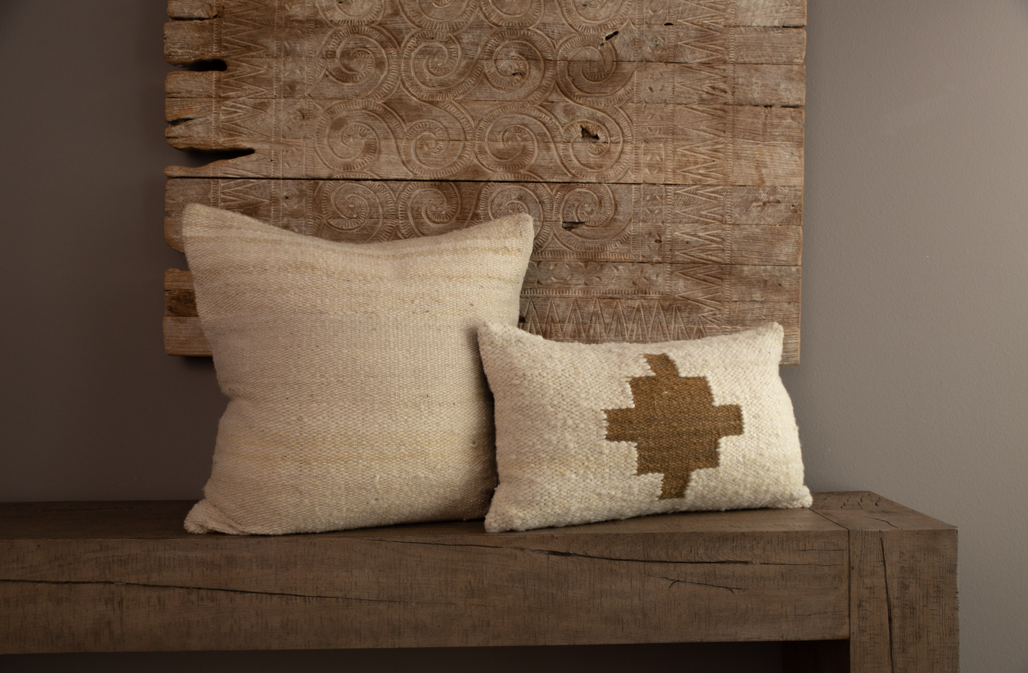 Chakana Lumbar Pillow - Large Cross - Walnut